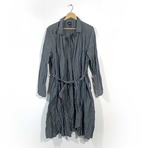 EILEEN FISHER Crinkle Gray, BELTED topper coat dress Size XL EXCELLENT